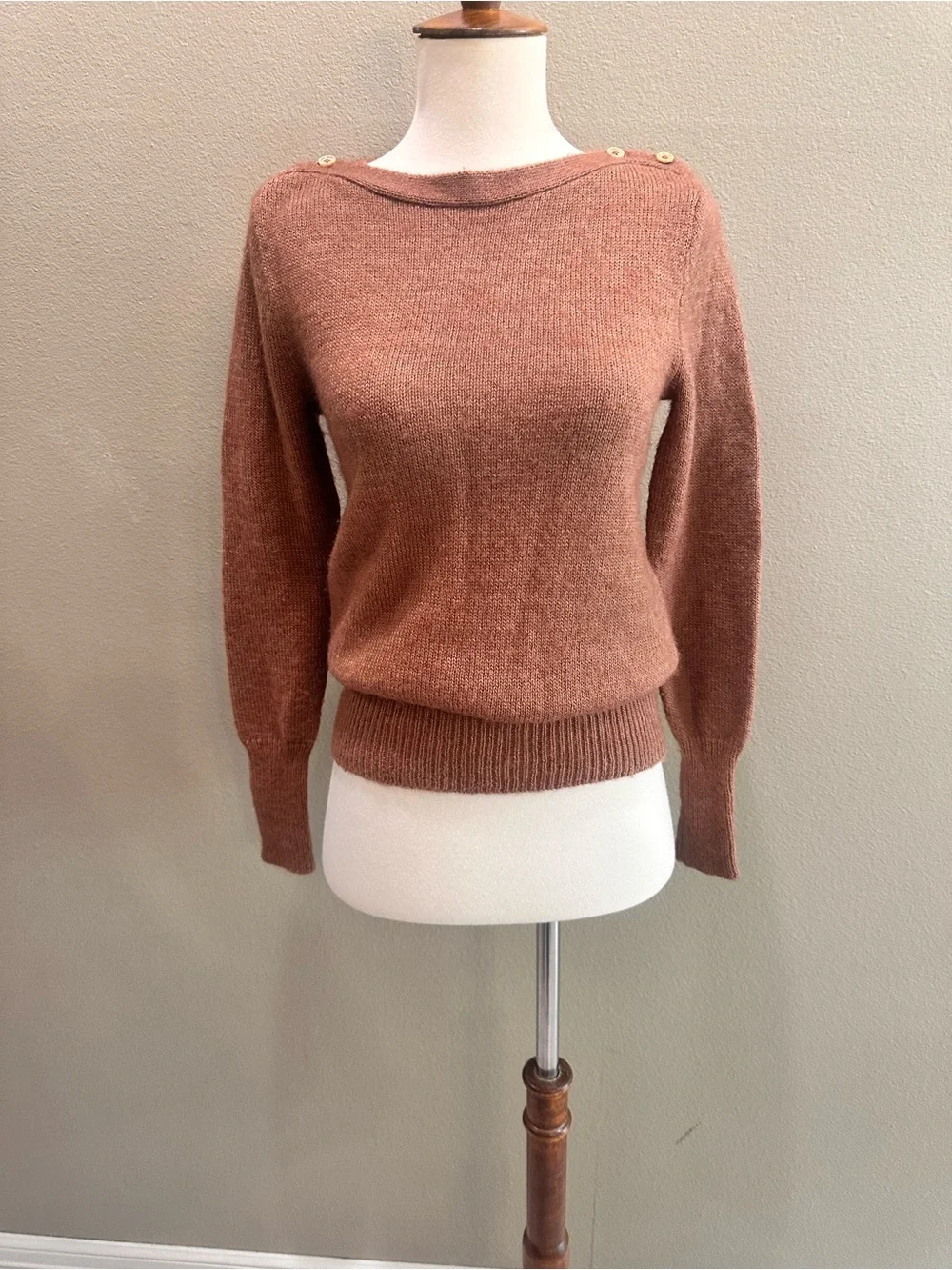 J. Crew Boatneck mohair wool blend Rust Button-Shoulder Women's Sweater s